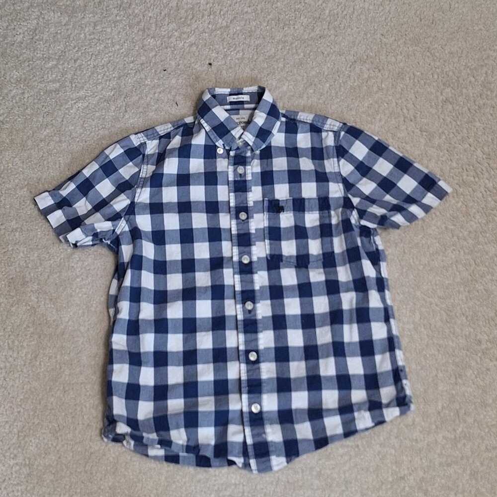 Boys Abercrombie Muscle Fit Short Sleeve Plaid Button Shirt XL